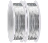 Caianwin 0,3mm x 100m de alambre fino para manualidades, plateado, alambre para joyería, alambre para flores, alambre de atado, 2 rollos de alambre para manualidades para fabricación de joyas