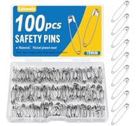 Caianwin 100 Piezas Imperdibles 19mm, Imperdibles Pequeños Imperdibles Broches - para Costura de Prendas y Manualidades(Plata)