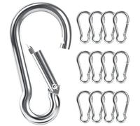 Caianwin 12 mosquetones, M5 x 50, capacidad de carga de hasta 54 kg, ganchos pequeños de acero galvanizado para mochila, correa de perro, camping, viajes, senderismo