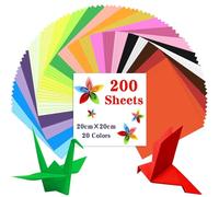 Caianwin 200 hojas de papel para origami 20 x 20 cm / 8 x 8 pulgadas, papel artesanal de 20 colores cuadrados para el hogar y la escuela, proyectos de arte, fiestas y papiroflexia casera de bricolaje