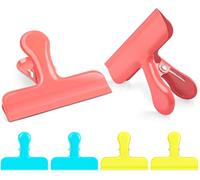Caianwin 6 clips de bulldog de 7.6 cm, de metal resistente, reutilizables, para bolsas de alimentos, organización de papel, carpeta, bolsas, fotos (3 colores)