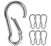 Caianwin 6 mosquetones, M8 x 80 mm, capacidad de hasta 54 kg, mosquetón pequeño de acero galvanizado, para mochila, correa para perros, camping, viajes, senderismo
