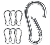 Caianwin 6 piezas de mosquetones M8*80mm, DIN 5299C, capacidad de carga hasta 181kg, mosquetones grandes de acero galvanizado para mochila, correa de perro, camping, viajes, senderismo