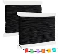 Caianwin Banda elástica de 40 m/1 mm para pulseras, cordón elástico de color negro, cuerda de nailon elástica para collar de perlas y artesanía de joyería DIY