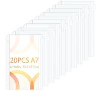 Caianwin Bolsas de encuadernación A7, 20 uni., PVC 6 aguj., carpeta plást. res. al agua, sobres transparentes presupuesto, accesorios planificadores