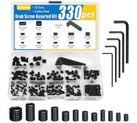 Caianwin Juego de 330 tornillos prisioneros M3 M4 M5 M6 M8 12,9 Clase Acero al Carbono Hexagonal Tornillos con Llave Tornillo prisionero para pomo de puerta, soporte