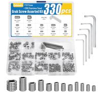 Caianwin Juego de 330 tornillos prisioneros M3, M4, M5, M6, M8, hexágono interior, tornillos con llave de acero inoxidable, cabeza hexagonal para tiradores de puertas, manija de puerta, soporte