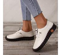 CAIAO Nuevas Mujeres Zapatos Casuales con Cordones de Color sólido-Beige,39