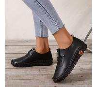 CAIAO Nuevas Mujeres Zapatos Casuales con Cordones de Color sólido-Black,36