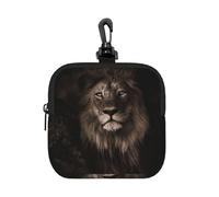 Caída del león en 3D,Bolsa de Almacenamiento Cuadrada con Cremallera, Monedero de Neopreno, Carteras pequeñas, Monedero pequeño, Monedero