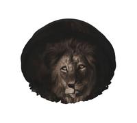 Caída del león en 3D,Gorro de ducha, gorro de noche, gorro de baño elástico impermeable de doble capa, reutilizable para el cabello.