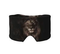 Caída del león en 3D,Máscara para ojos con bloqueo de luz y protección ocular completa para dormir, orejeras y ojos.