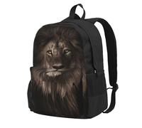 Caída del león en 3D,Mochila con bolsillos, mochila informal para el día a día, resistente al agua, ideal para la escuela, viajes