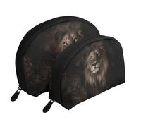 Caída del león Modelo 3D, Bolsa de Maquillaje de Concha, Monedero pequeño para Mujer, Bolsa de artículos de tocador, Bolsa de cosméticos, 2 Piezas