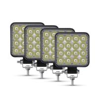CAIDIS Faros Delanteros Barra de luz LED trabajo para coche 48W, redonda y cuadrada 16SMD, 12V para camión, 4x4, SUV, ATV, barra, faros Conjunto Faros(4pc 48W squared)