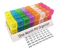CAidRE Organizador de pastillas de un mes 2 veces al día, organizador mensual de pastillas AM PM, organizador de pastillas de 30 días, caja organizadora de pastillas de 31 días, soporte semanal para