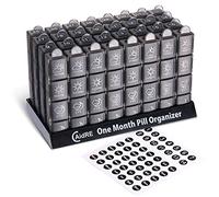 CAidRE - Organizador mensual de píldoras 4 veces al día, organizador de píldoras de un mes, organizador mensual con 32 compartimentos diarios para aceite de pescado, vitaminas y medicamentos, estuche de píldoras de 31 días, color negro