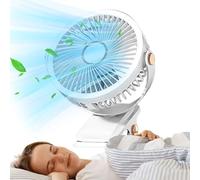 caiduos Ventilador de Mesa | Ventilador Portátil con Clip,Sin Cable Recargable USB-C con Luz Nocturna para Coche Camping Playa Dormitorio Taller Cocina Escuela Oficina