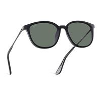 Caiearer Gafas de sol polarizadas clásicas de estilo redondo TR90, lentes de plástico para hombres y mujeres, protección 100% UV400, Lentes verde/marco negro, Large