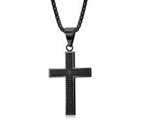 Caiguoer Collar con cruz, cadena de cruz, dorado, plateado, negro, collar de crucifijo para hombre y mujer, talla única, Metal