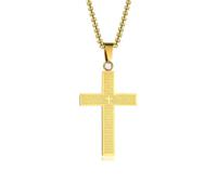 Caiguoer Collar con cruz, cadena de cruz, dorado, plateado, negro, collar de crucifijo para hombre y mujer, talla única, Metal