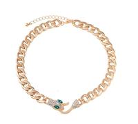 Caiguoer Collar de serpiente, collar de cabeza de serpiente con cristal, collar de serpiente, joyería de serpiente para mujer, talla única, Metal