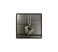 Caiguoer Collar Gótico de Cristal Negro con Colgante de Corazón, Calavera de Plata, Rosa, Accesorios de Halloween para Mujeres y Hombres, Metal