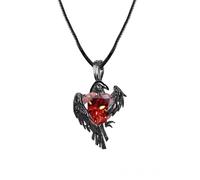 Caiguoer Collar gótico de cuervo negro con colgante de corazón rojo, gargantilla para Halloween, accesorios para mujeres y niñas, talla única, Metal