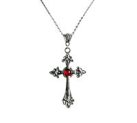 Caiguoer Collar gótico de plata vintage con cruz de vampiro, joyería de Halloween para mujeres y hombres, talla única, Metal