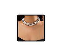 Caiguoer collar Punk collar ajustexagerado collar de cuentas redondeestrangulpara mujeres y niñas (C)