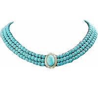 Caiguoer Collar turquesa con cuentas de cristal, accesorios para mujeres y niñas