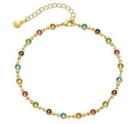 Caiguoer Tobillera de cristal de colores, cadena de tobillo ajustable, pulsera de tobillo ajustable para playa y verano, joyería para mujeres y niñas, Cristal Metal