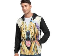 Caihoyu Abrigo casual con cremallera para hombre, bolsillo delantero, talla S, perro salchicha colorido, Dachshund Colorido, XX-Large