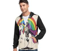 Caihoyu Abrigo casual con cremallera para hombre, manga larga, elástico, talla S, Halloween, caballo, Caballo de Halloween, X-Large