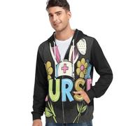 Caihoyu Abrigo casual elástico de manga larga con cremallera para hombre, talla S, enfermera, color fantasía (Nurse), XX-Large