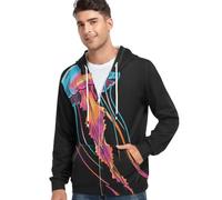 Caihoyu Abrigo casual elástico de manga larga con cremallera para hombre, talla S, medusa1, Medusa 1, XX-Large