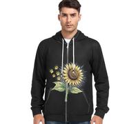 Caihoyu Abrigo elástico con capucha y cremallera para hombre, manga larga, diseño de pata de perro, Pata de perro, XX-Large