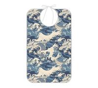 Caihoyu Babero de alimentación para adultos, lavable a máquina, baberos protectores con un bolsillo plegable para personas mayores, regalos de dragón en olas