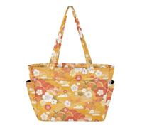 Caihoyu Bolsa de gimnasio con múltiples bolsillos florece en amarillo