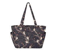 Caihoyu Bolsa de mano para mujer, con cremallera, para playa, trabajo, con múltiples bolsillos y compartimentos, almas negras