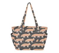 Caihoyu Bolsa de mano para mujer, gimnasio, trabajo, viajes, universidad, con bolsillo para vasos, zorro naranja