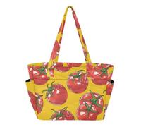 Caihoyu Bolsa de piscina para gimnasio y uso diario con funda para laptop de 14 pulgadas, tomates dibujados a mano en amarillo
