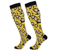 Caihoyu Calcetines largos térmicos para correr para invierno, 1 par de monos juguetones, plátano, Playful Monkey Banana1, talla única