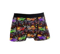 Caihoyu Calzoncillos tipo bóxer para hombre con salpicaduras de pintura arcoíris neón, Race Car Fire Black Stars, X-Large