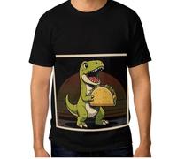 Caihoyu Camiseta de cuello redondo para hombre estándar 3XL Dinosaur Eating, Comer dinosaurios, Small