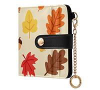 Caihoyu Cartera plegable de piel sintética para mujer, diseño de hojas de otoño y bellotas