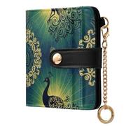 Caihoyu Cartera plegable de piel sintética para mujer, diseño de pavo real, para viajes, para hombres y mujeres