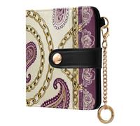 Caihoyu Chain and Paisley - Cartera plegable ligera de piel sintética para mujer