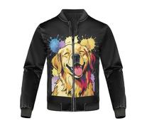 Caihoyu Chaqueta impermeable para hombre con cierre térmico y puños acanalados, talla S, de pelo largo, Perro de pelo largo, Small