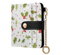 Caihoyu Christmas Hollies - Cartera plegable de piel sintética compacta para mujeres y niñas
